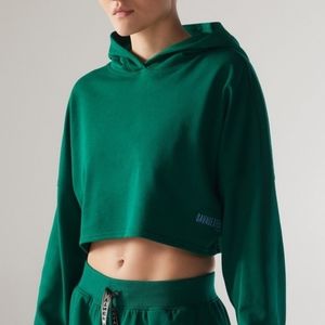 Savage X Fenty Green Xssential Terry Cropped Hoodie Size M NWT